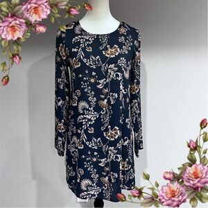 Long sleeve a-line floral mini dress